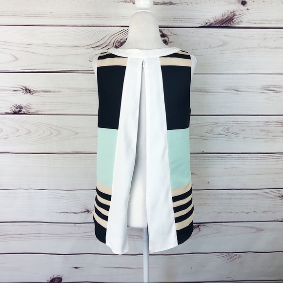 Troubadour Stripe Split Back Color Block Blouse 4 - Picture 8 of 10